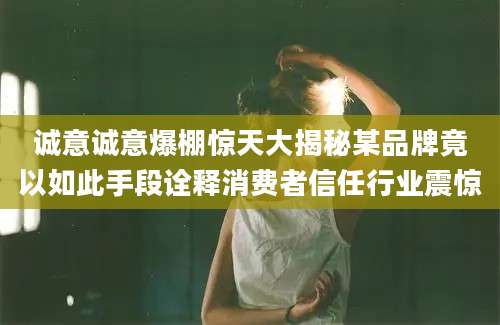 诚意诚意爆棚惊天大揭秘某品牌竟以如此手段诠释消费者信任行业震惊
