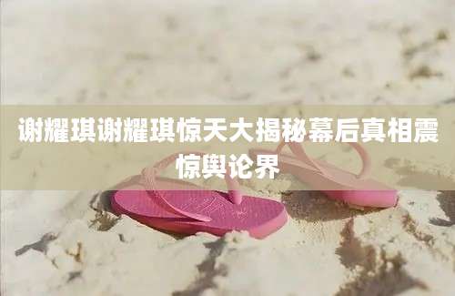谢耀琪谢耀琪惊天大揭秘幕后真相震惊舆论界