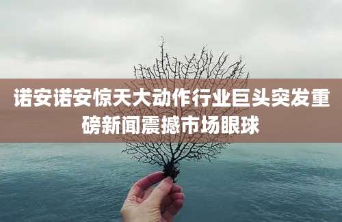 诺安诺安惊天大动作行业巨头突发重磅新闻震撼市场眼球