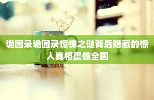 诡园录诡园录惊悚之谜背后隐藏的惊人真相震惊全国