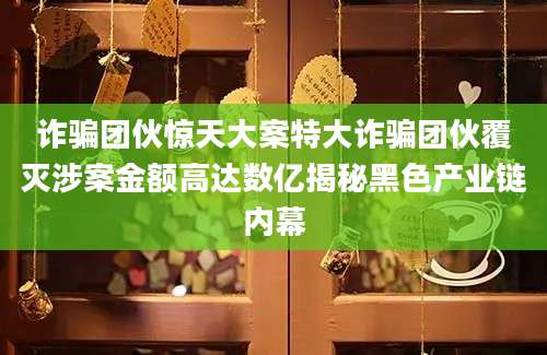 诈骗团伙惊天大案特大诈骗团伙覆灭涉案金额高达数亿揭秘黑色产业链内幕