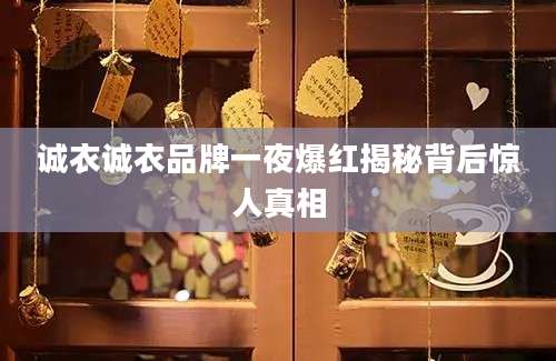 诚衣诚衣品牌一夜爆红揭秘背后惊人真相