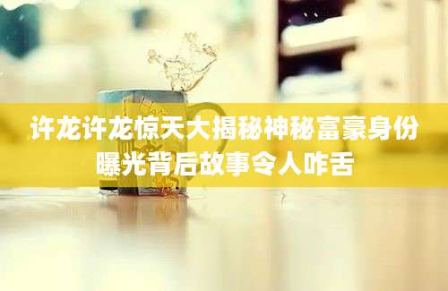 许龙许龙惊天大揭秘神秘富豪身份曝光背后故事令人咋舌