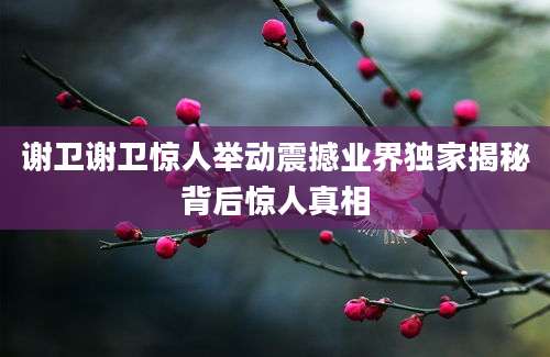 谢卫谢卫惊人举动震撼业界独家揭秘背后惊人真相