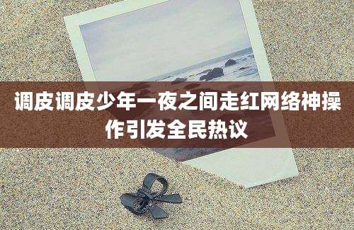 调皮调皮少年一夜之间走红网络神操作引发全民热议