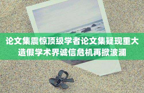 论文集震惊顶级学者论文集疑现重大造假学术界诚信危机再掀波澜