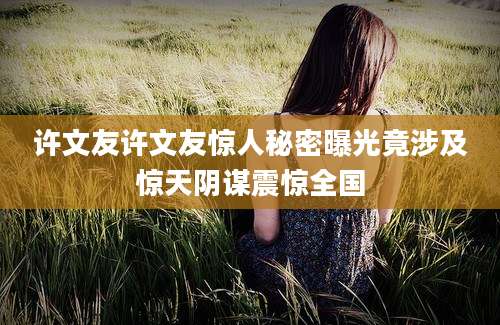 许文友许文友惊人秘密曝光竟涉及惊天阴谋震惊全国