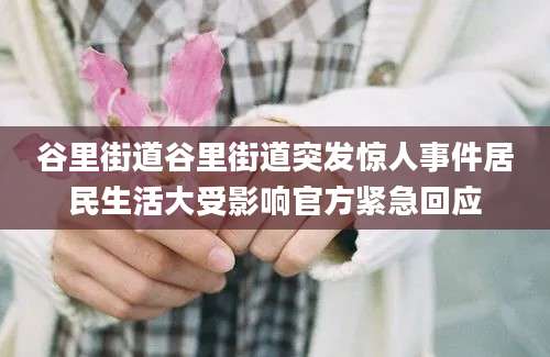 谷里街道谷里街道突发惊人事件居民生活大受影响官方紧急回应