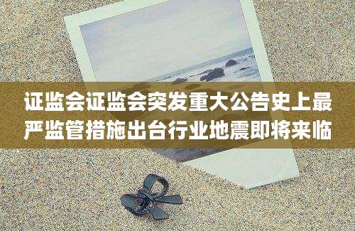 证监会证监会突发重大公告史上最严监管措施出台行业地震即将来临