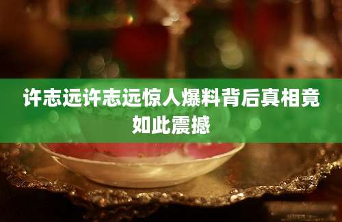许志远许志远惊人爆料背后真相竟如此震撼