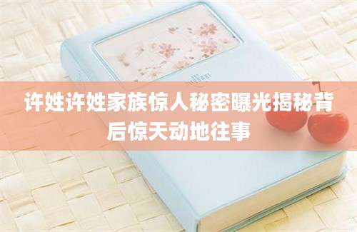 许姓许姓家族惊人秘密曝光揭秘背后惊天动地往事
