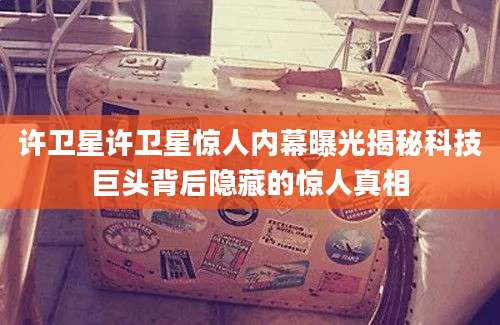 许卫星许卫星惊人内幕曝光揭秘科技巨头背后隐藏的惊人真相