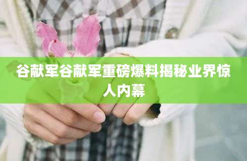 谷献军谷献军重磅爆料揭秘业界惊人内幕