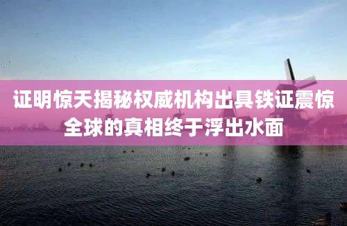 证明惊天揭秘权威机构出具铁证震惊全球的真相终于浮出水面
