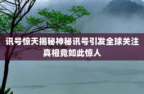 讯号惊天揭秘神秘讯号引发全球关注真相竟如此惊人