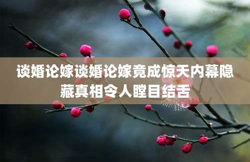谈婚论嫁谈婚论嫁竟成惊天内幕隐藏真相令人瞠目结舌