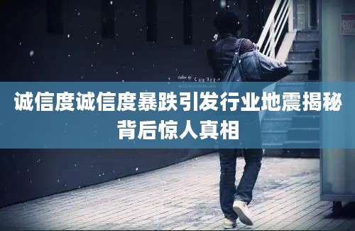 诚信度诚信度暴跌引发行业地震揭秘背后惊人真相