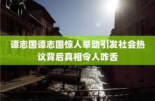 谭志国谭志国惊人举动引发社会热议背后真相令人咋舌