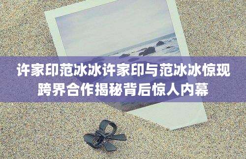 许家印范冰冰许家印与范冰冰惊现跨界合作揭秘背后惊人内幕