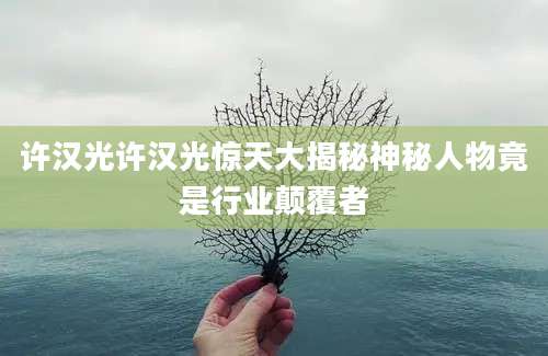 许汉光许汉光惊天大揭秘神秘人物竟是行业颠覆者