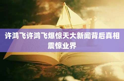 许鸿飞许鸿飞爆惊天大新闻背后真相震惊业界