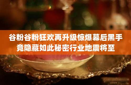 谷粉谷粉狂欢再升级惊爆幕后黑手竟隐藏如此秘密行业地震将至