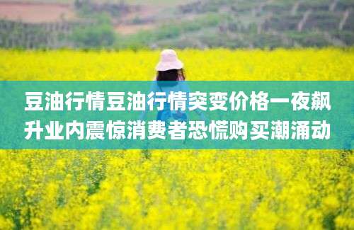 豆油行情豆油行情突变价格一夜飙升业内震惊消费者恐慌购买潮涌动