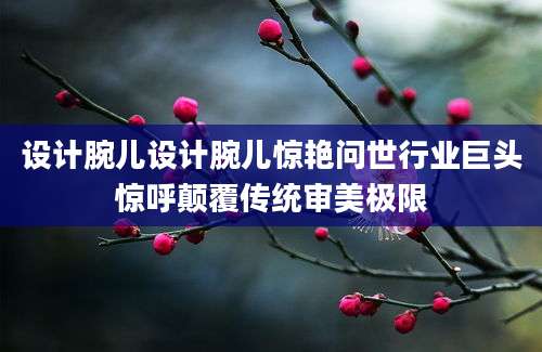 设计腕儿设计腕儿惊艳问世行业巨头惊呼颠覆传统审美极限