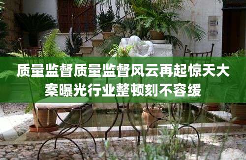 质量监督质量监督风云再起惊天大案曝光行业整顿刻不容缓