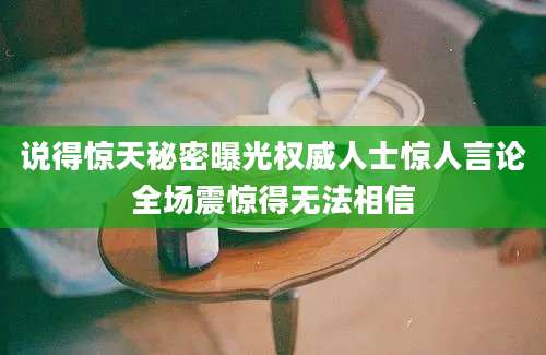 说得惊天秘密曝光权威人士惊人言论全场震惊得无法相信