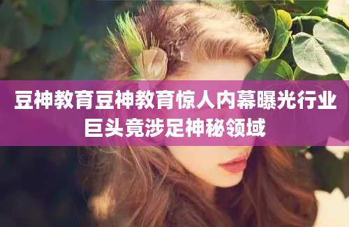 豆神教育豆神教育惊人内幕曝光行业巨头竟涉足神秘领域