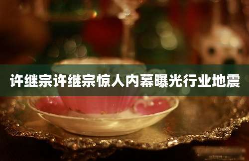 许继宗许继宗惊人内幕曝光行业地震