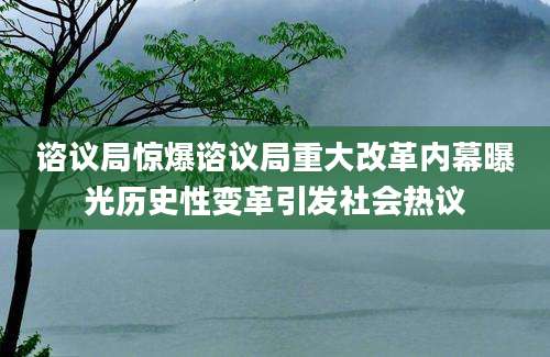 谘议局惊爆谘议局重大改革内幕曝光历史性变革引发社会热议