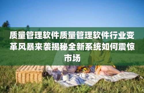 质量管理软件质量管理软件行业变革风暴来袭揭秘全新系统如何震惊市场