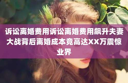 诉讼离婚费用诉讼离婚费用飙升夫妻大战背后离婚成本竟高达XX万震惊业界