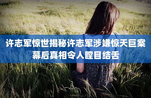 许志军惊世揭秘许志军涉嫌惊天巨案幕后真相令人瞠目结舌
