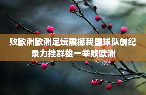 败欧洲欧洲足坛震撼我国球队创纪录力挫群雄一举败欧洲