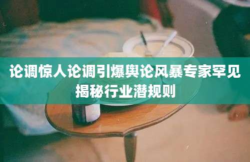 论调惊人论调引爆舆论风暴专家罕见揭秘行业潜规则