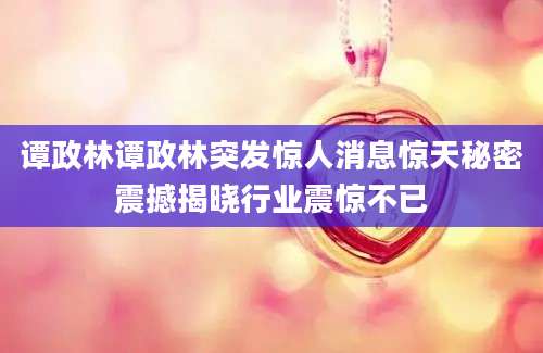 谭政林谭政林突发惊人消息惊天秘密震撼揭晓行业震惊不已