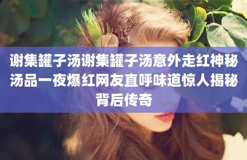 谢集罐子汤谢集罐子汤意外走红神秘汤品一夜爆红网友直呼味道惊人揭秘背后传奇