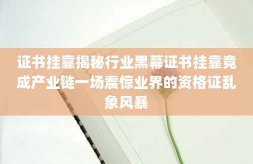证书挂靠揭秘行业黑幕证书挂靠竟成产业链一场震惊业界的资格证乱象风暴