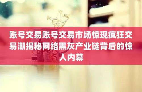 账号交易账号交易市场惊现疯狂交易潮揭秘网络黑灰产业链背后的惊人内幕