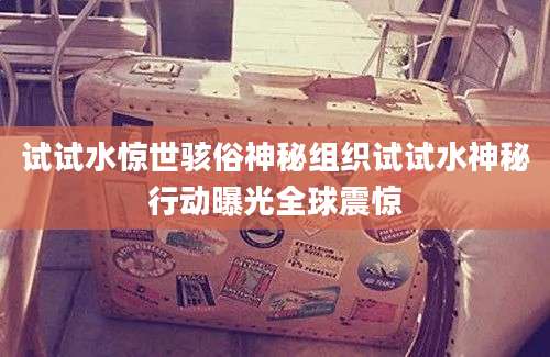 试试水惊世骇俗神秘组织试试水神秘行动曝光全球震惊