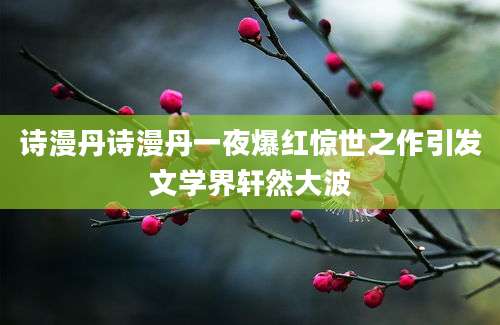 诗漫丹诗漫丹一夜爆红惊世之作引发文学界轩然大波