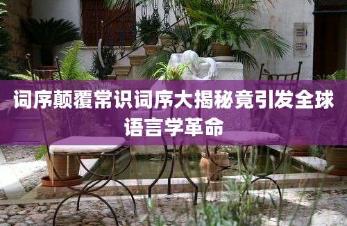 词序颠覆常识词序大揭秘竟引发全球语言学革命