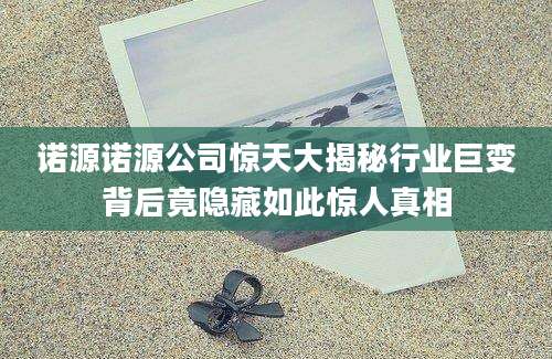 诺源诺源公司惊天大揭秘行业巨变背后竟隐藏如此惊人真相