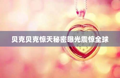 贝克贝克惊天秘密曝光震惊全球