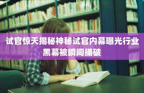 试官惊天揭秘神秘试官内幕曝光行业黑幕被瞬间捅破