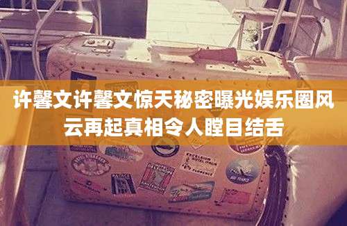 许馨文许馨文惊天秘密曝光娱乐圈风云再起真相令人瞠目结舌