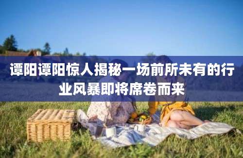 谭阳谭阳惊人揭秘一场前所未有的行业风暴即将席卷而来